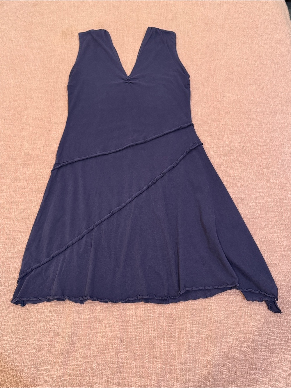 Organic cotton Sleeveless V-Neck Midi Dress in Deep purple